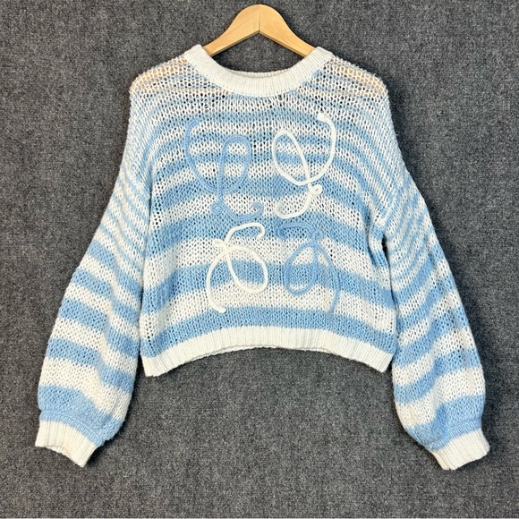 Loewe Women's Blue
Anagram Embroidered Striped Mohair-Blend Sweater size small - Picture 1 of 9